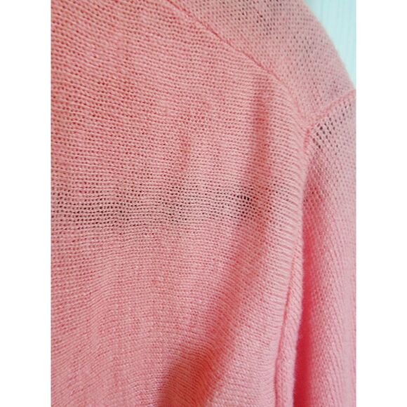 J. Jill L Linen/Cotton‎ Short Open Front Cardigan Womens Coral L/S  Large - Picture 5 of 7